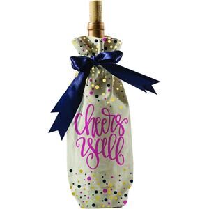 Mary Square CHEERS Y'ALL Wine Bag - Gold Multicolor, One Size NEW